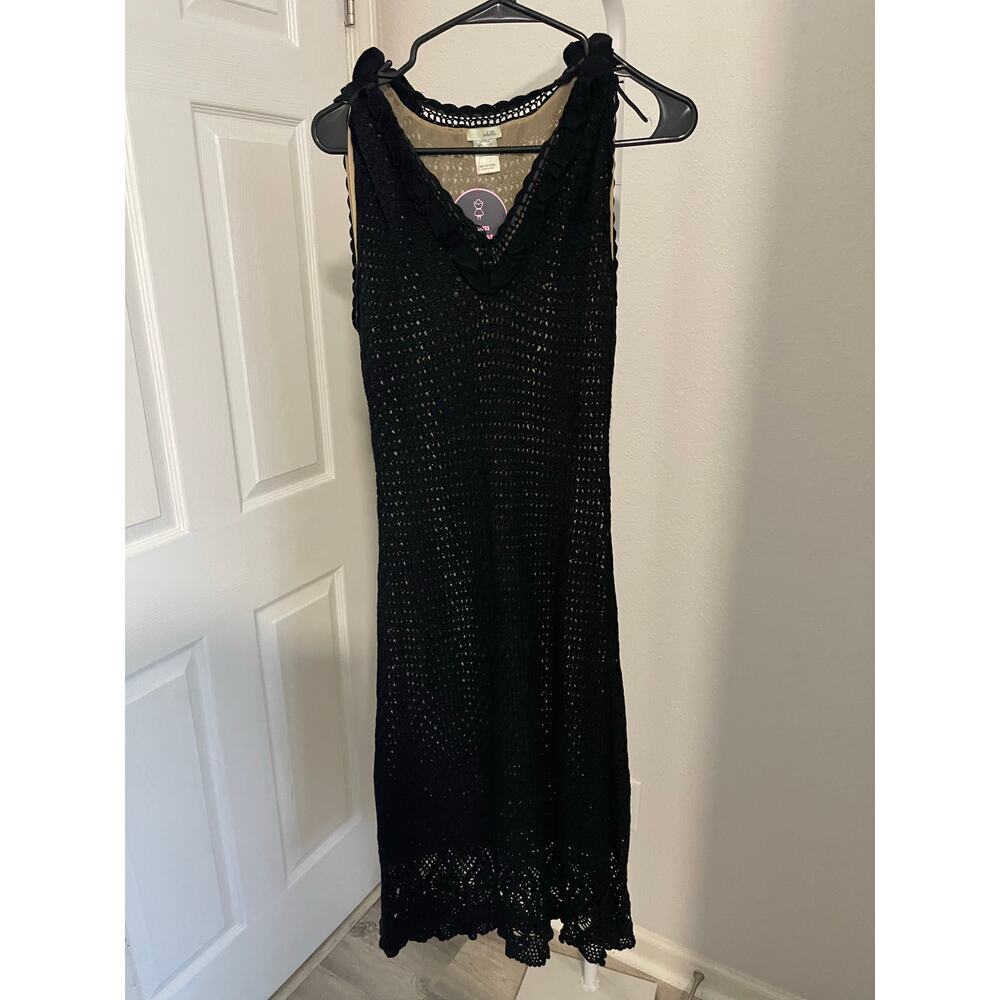 Odille Black Silk Crocheted Dress